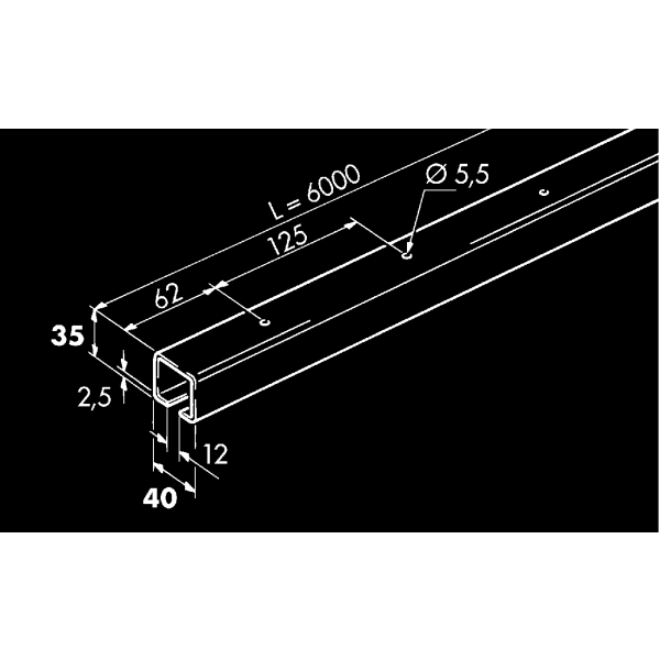 HAWA PORTA Laufschiene 600 cm Stahl Porta 300-thumbnail