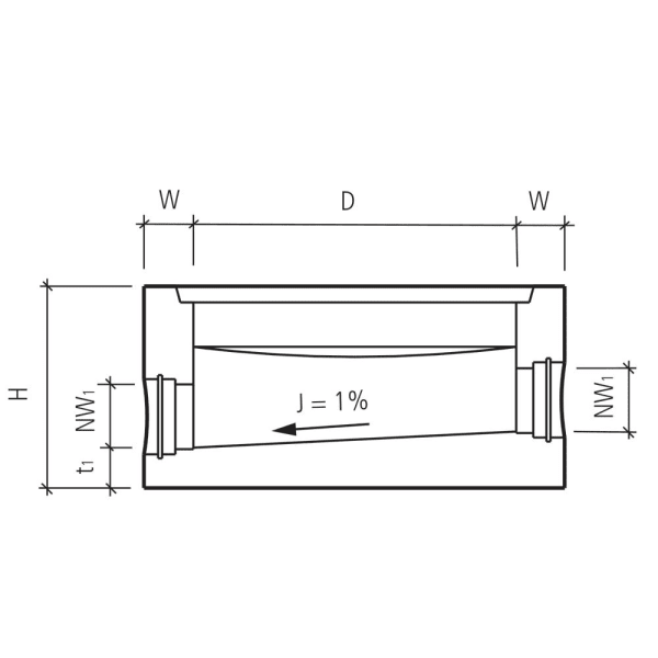 keres Schachtboden Typ 12 Rinne NW 150 45° rechts Ø 80 H 50 W 12 cm-thumbnail