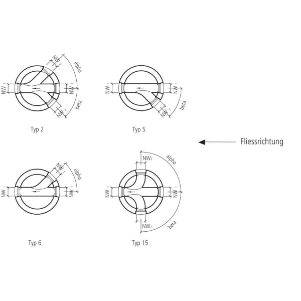 keres Schachtboden Typ 5 Rinne NW 150 links NW 150 b 45° Ø 100 H 50 W 12 cm-thumbnail