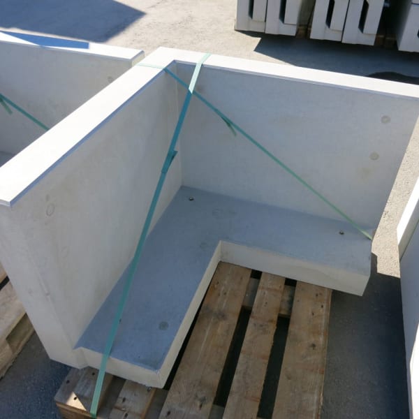 TRIPLA Winkel-Eckstück grau, glatt, a 90° L 100 cm B 40 cm H 55 cm W 12 cm-thumbnail