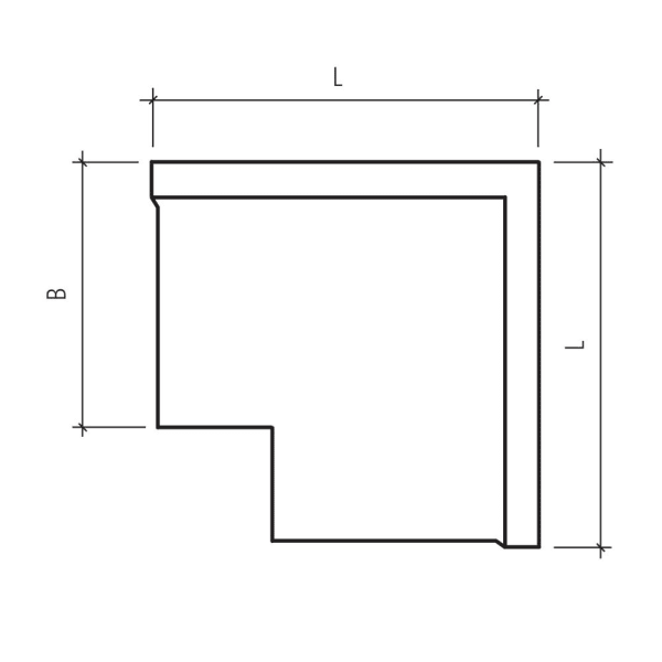TRIPLA Winkel-Eckstück grau, glatt,  a 90° L 100 cm B 40 cm H 70 cm W 12 cm-thumbnail