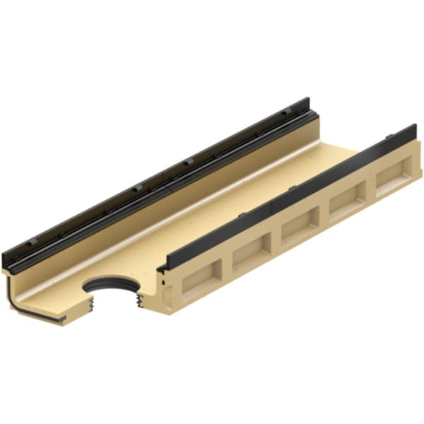 ACO SD200 Flachrinne 1000 mm 10 cm mit Ablauf senkrecht DN100 mm-thumbnail