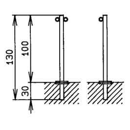 Absperrpfosten mit Bodenflansch 1.5"