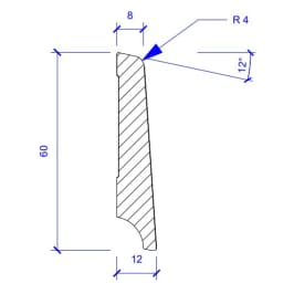 Sockelleiste massiv 60 x 12 x 8 mm konisch Fichte lackiert