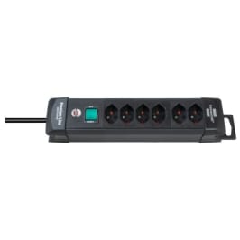 Steckdosenleiste 6fach mit Schalter 3m H05VV-F 3G1.5 Schwarz