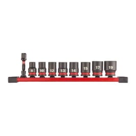 Milwaukee SHOCKWAVE Schlagnuss 3/8" kurz Set 9-teiliges Set auf Schiene