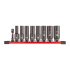 Milwaukee SHOCKWAVE Schlagnuss 3/8" lang Set 9-teiliges Set auf Schiene