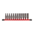Milwaukee SHOCKWAVE Schlagnuss 1/4" lang Set 12-teliges Set auf Schiene