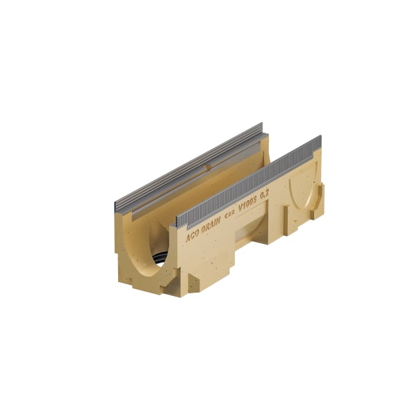 ACO Multiline Rinne V100S Typ 15.2 mit Auslauf DN100 mm 500 mm Stahl verzinkt -thumbnail