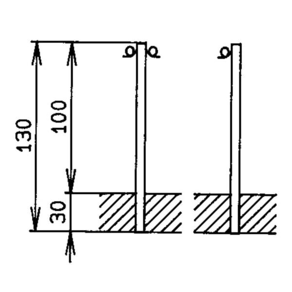 Absperrpfosten mit Haken, z.Einbetonnieren Rohr Ø: 1.5", Haken: 2-thumbnail