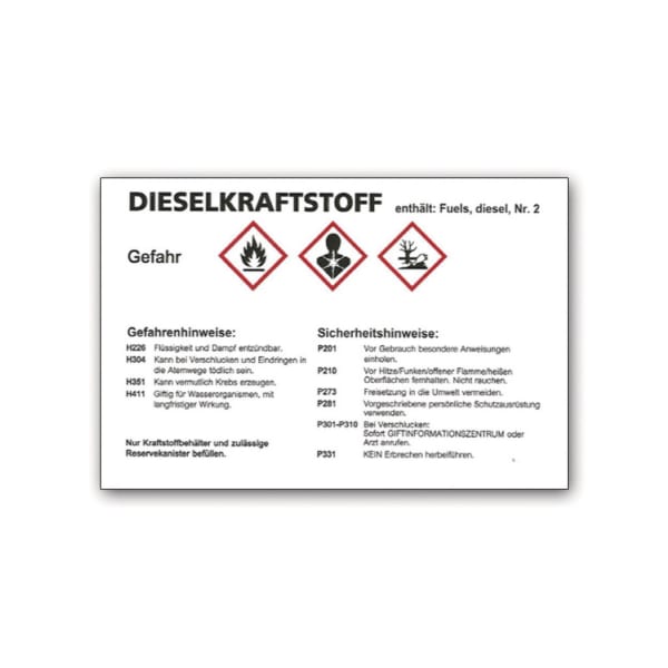 Warn-Aufkleber Dieselkraftstoff 105 x 75 mm, Selbstklebend zu Kanister-thumbnail