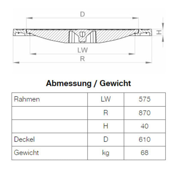 BGS Vollguss-Abdeckung Nr. 115-80 mit Handgriff B125-thumbnail