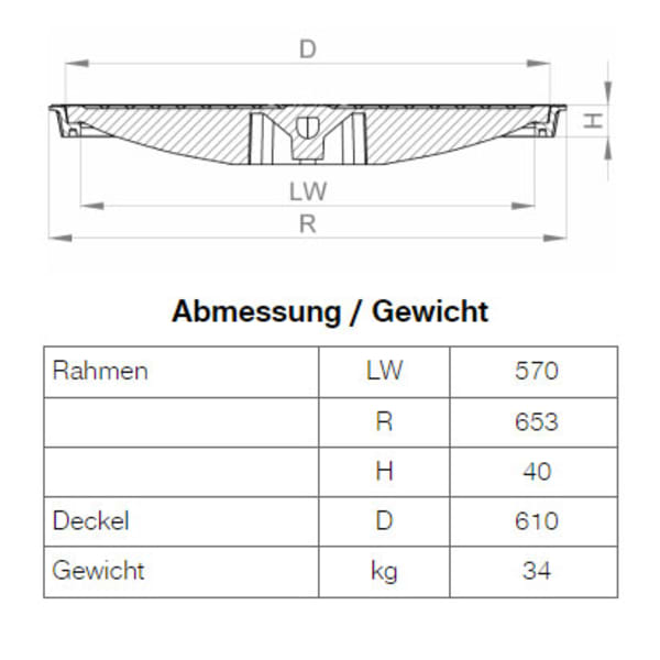 BGS Vollguss-Abdeckung Nr. 115-60P mit Pickelloch B125-thumbnail