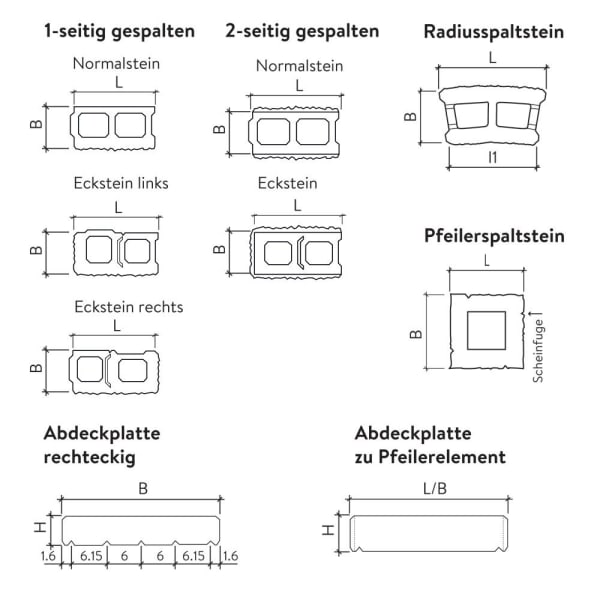 Abdeckplatte zu Radiusspaltstein grau gestrahlt L 50-39 B 27.5 H 5 cm R 97 cm -thumbnail