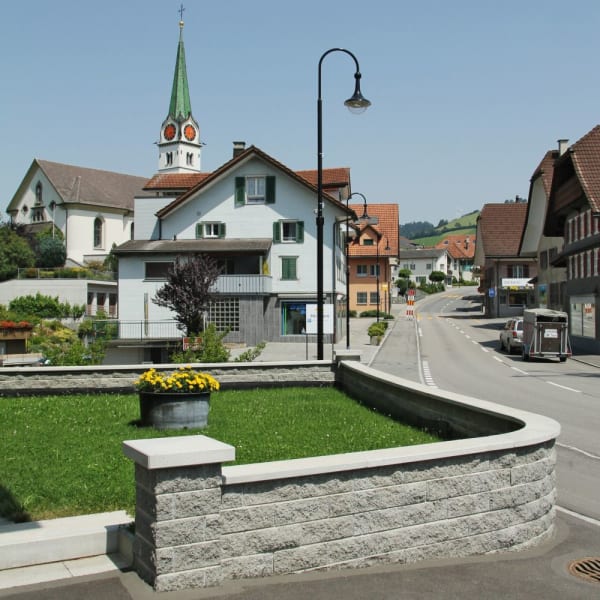 Abdeckplatte zu Radiusspaltstein grau abgerieben L 50-39 B 27.5 H 5 cm R 97 cm -thumbnail