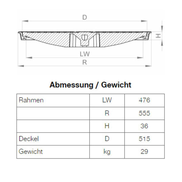 BGS Vollguss-Abdeckung Nr. 115-50 mit Handgriff B125-thumbnail