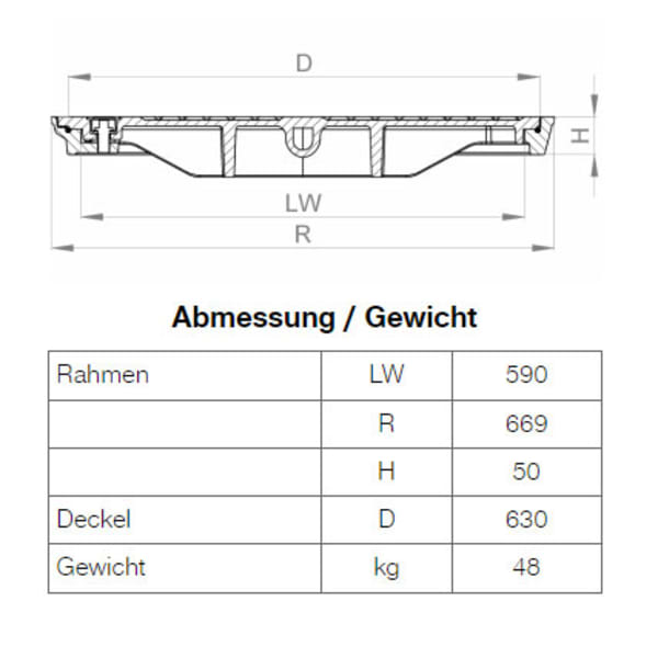 BGS Vollguss-Abdeckung Nr. 135-60VS mit Handgriff verschraubt B125-thumbnail