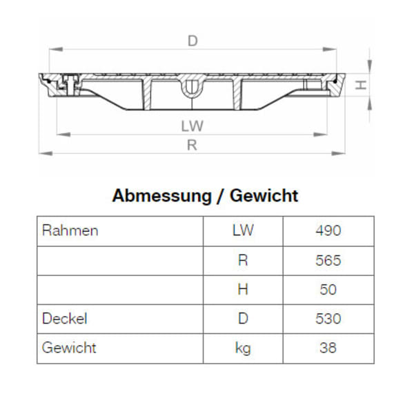 BGS Vollguss-Abdeckung Nr. 135-50 mit Handgriff verschraubt B125-thumbnail