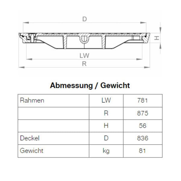 BGS Vollguss-Abdeckung Nr. 135-80 mit Handgriff verschraubt B125-thumbnail