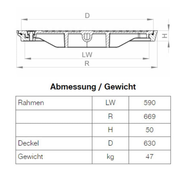 BGS Vollguss-Abdeckung Nr. 136-60V mit Handgriff verschraubt C250-thumbnail