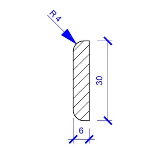 Deckleiste Profil 14 Fichte 2-seitig rund 30 x 6 mm 2.48 m-thumbnail