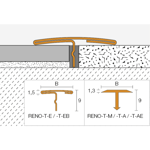 Schlüter Reno Übergangsprofil T 9/14 A Alu 2,5 m-thumbnail