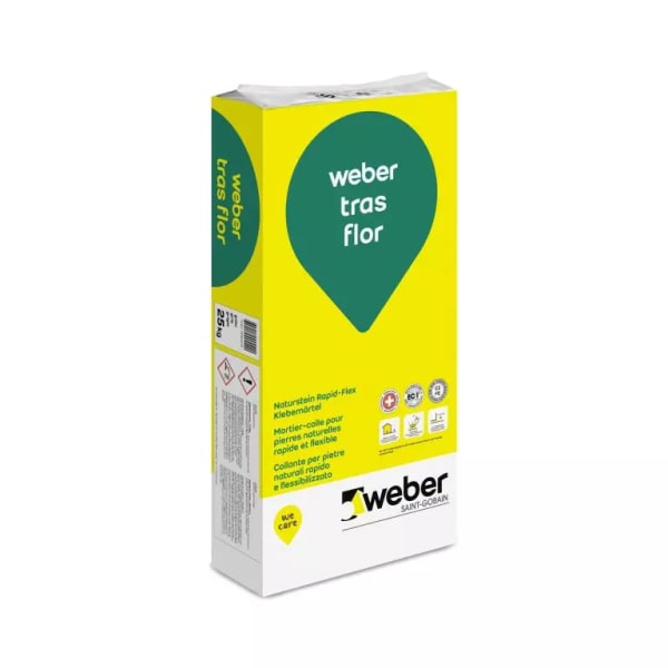 Weber tras flor Rapid-Fliessbett-Natursteinklebemörtel Grau 25 kg-thumbnail