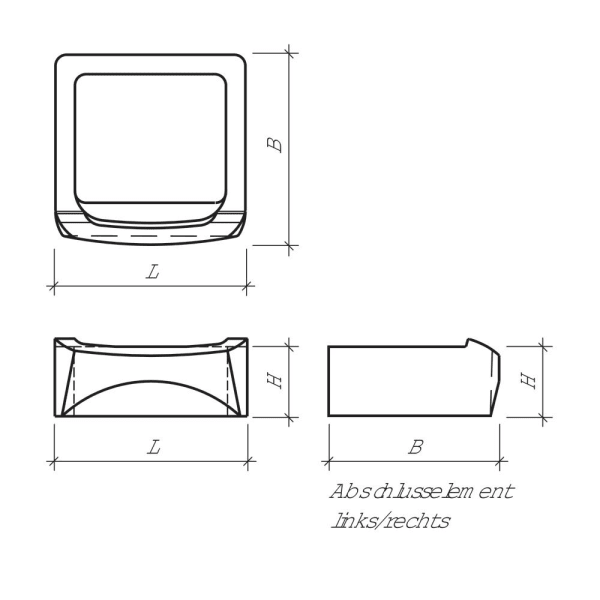 FLORA Böschungselement Abschlusselement rechts grau glatt L 34.5 B 5 H 12.5 cm -thumbnail
