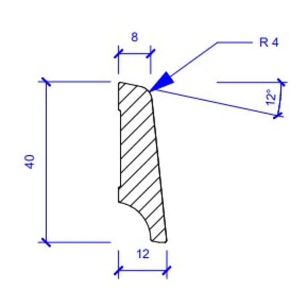 Sockelleiste massiv 40 x 12 x 8 mm konisch Eiche lackiert-thumbnail