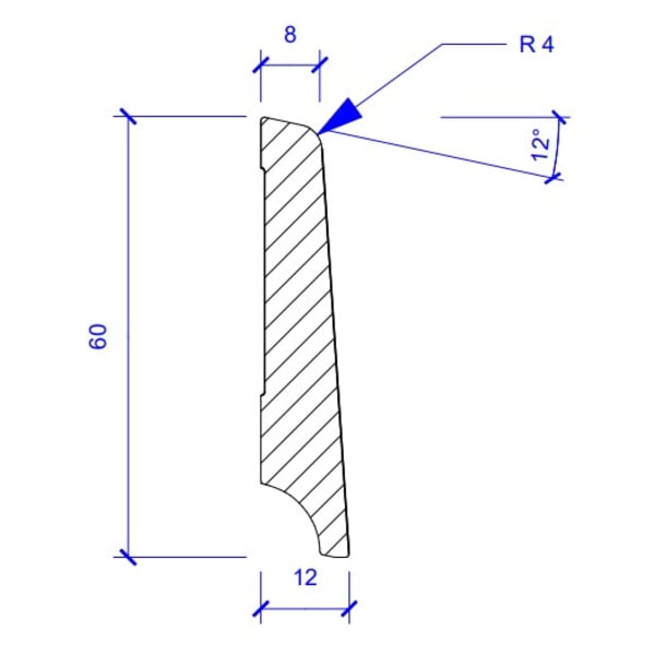 Sockelleiste massiv 60 x 12 x 8 mm konisch Fichte lackiert-thumbnail