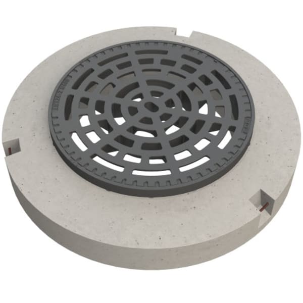 BGS Guss-Strassenrost geschlitzt Nr. 636-60S mit Betonsockel D400-thumbnail