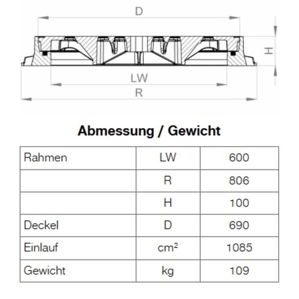 BGS Guss-Strassenrost geschlitzt Nr. 639-60 flach F900-thumbnail