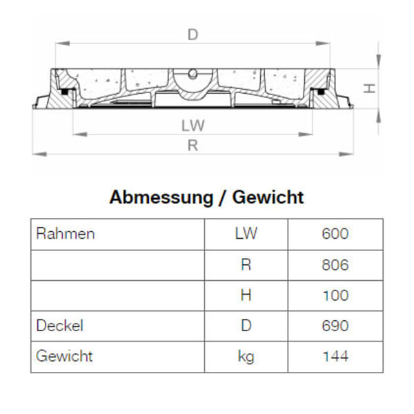 BGS Schachtabdeckung NIVO N480HB Nennweite 60 cm GUBE mit Handgriff D400-thumbnail