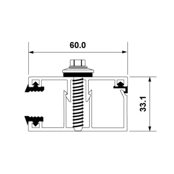 Alu Randklemmprofil zu 16 mm komplett, farblos eloxiert, Länge 7.0m-thumbnail