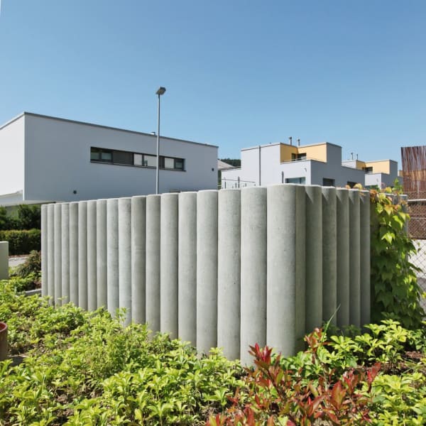 Palisade rund grau glatt gefast mit Kehlung leicht konisch D 20 H 60 cm-thumbnail