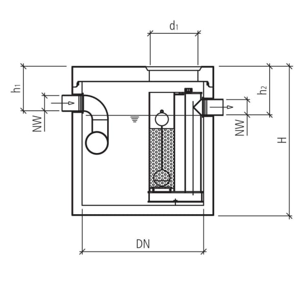 friwa-sep Mineralölabscheider MAS NG 40 Ø 2000 H 1830 d1 800 W 120 mm-thumbnail