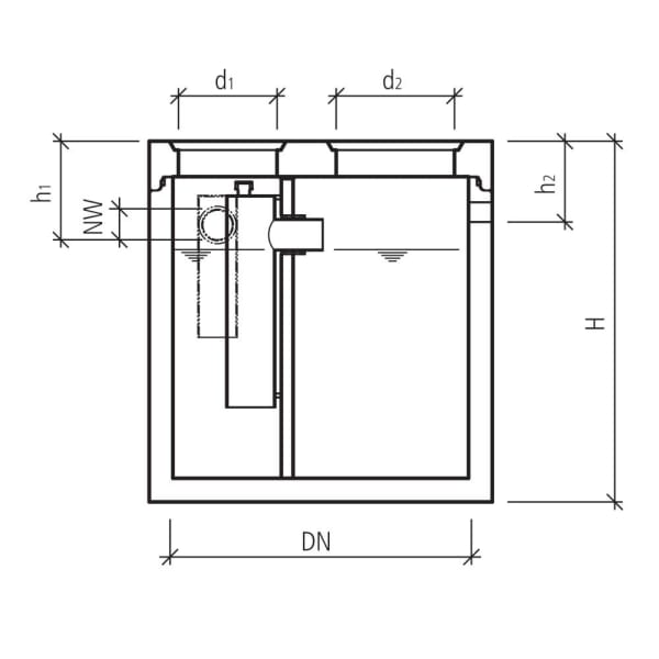 friwa-sep Kompaktanlage MA/STB Typ 2.B Abscheider Ø 1500 H 1830 d1 500/600 mm-thumbnail