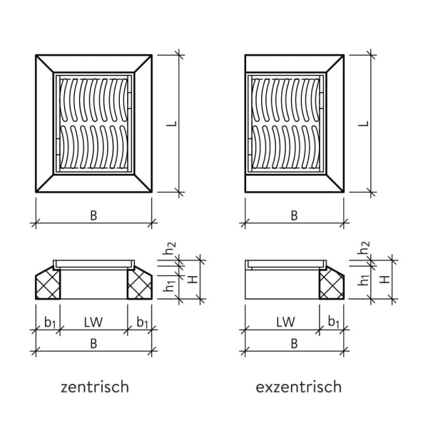 Schachtrahmen Kanton Neuenburg LW 385/460 mm C250 zentrisch L 71 B 60 H 20 cm-thumbnail