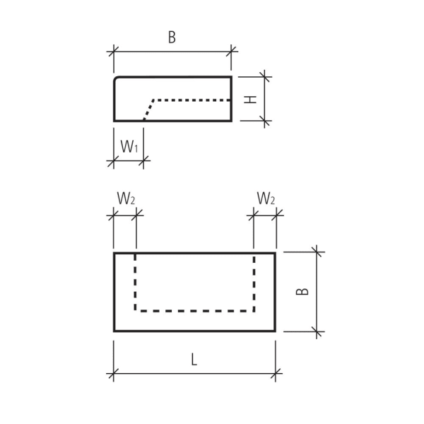 PARADISO Blockstufe, gestrahlt, Grafit, L 100, B 40, H 15-thumbnail