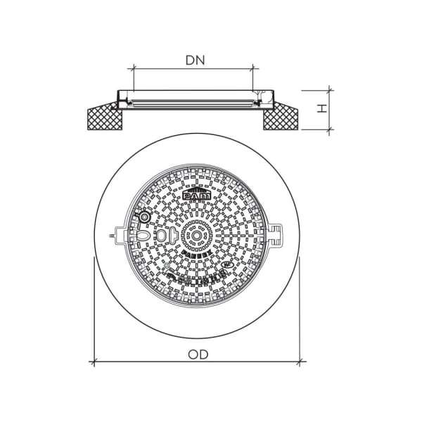friwa-PAMREX Schachtabdeckung DICHT D400 Ø 600 OD 1050 H 200 mm -thumbnail