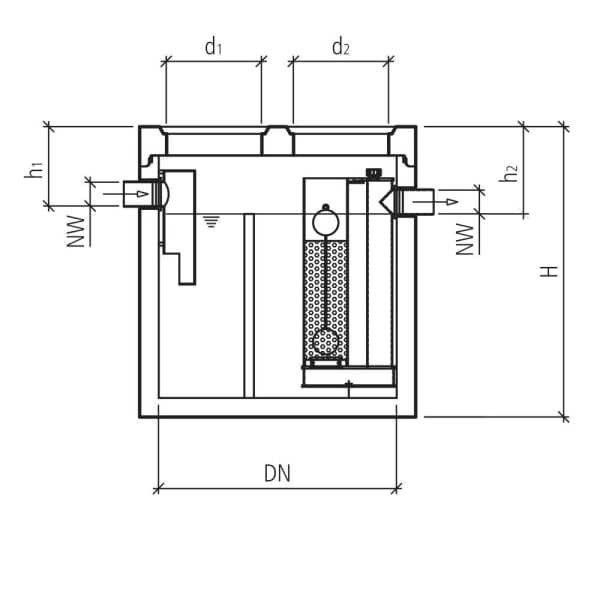 friwa-sep Kompaktanlage SF/MAS NG 30 Abscheider Ø 3000 H 2200 d1 800 W 140 mm-thumbnail