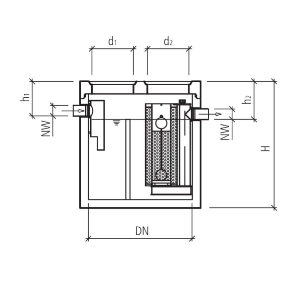 friwa-sep Kompaktanlage SF/MAKS NG 30 Abscheider Ø 3000 H 2200 d1 800 W 140 mm-thumbnail