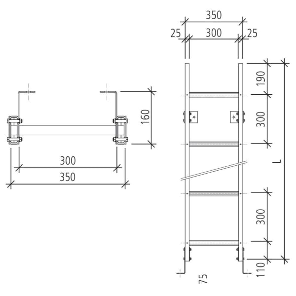 GFK-Leiter Typ NE 9 säurebeständig inkl. Befestigungswinkel L 270 cm-thumbnail
