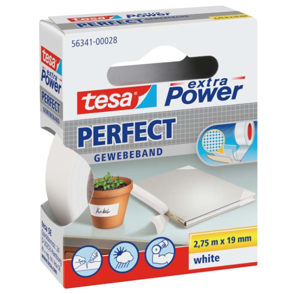 TESA Gewebeband Extra Power Perfect 19 mm 2.75 m weiss-thumbnail