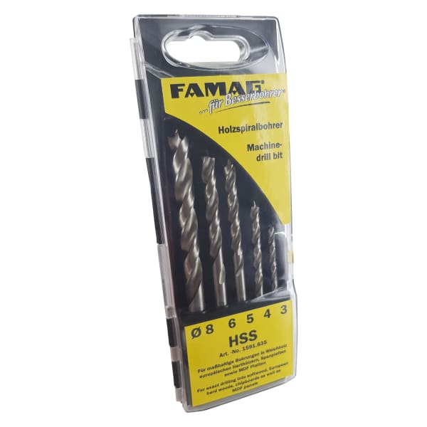FAMAG Holzspiralbohrersatz HSS 5tlg. / 3-8 mm-thumbnail