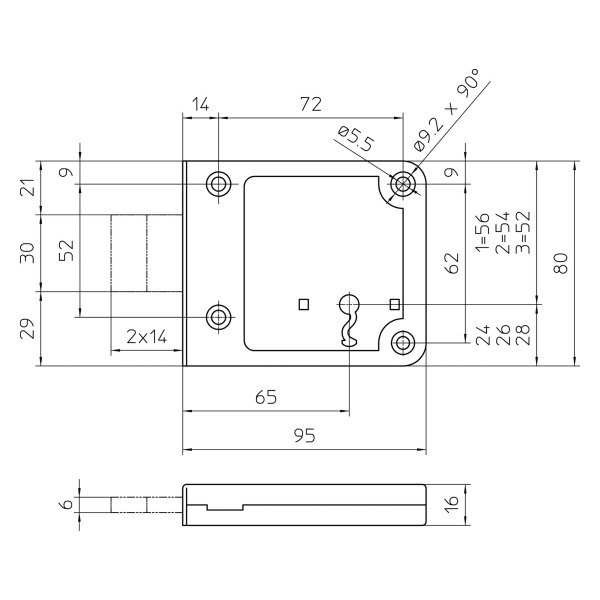 SCHÄNIS Kellertürschloss 2305 BB 65 mm-thumbnail