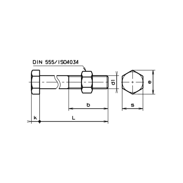 6kt (Sechskant) Bauschrauben mit Mutter DIN 601-4.6 verzinkt blau M16 x 280 mm-thumbnail