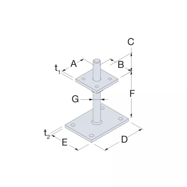 SST Stützenfuss Stahl feuerverzinkt Typ PPB75G 80 x 80 mm-thumbnail