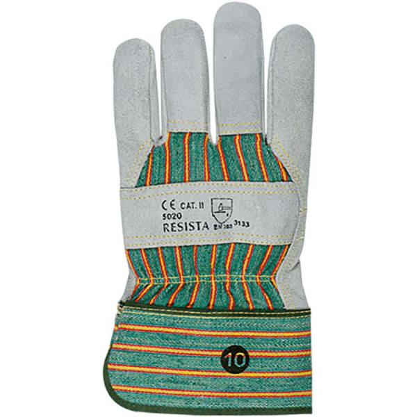 Schutzhandschuhe Rindspaltleder Drilch, plastifizierte Stulpe, Grösse 10-thumbnail