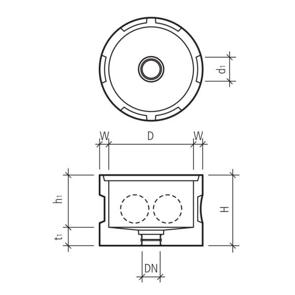 Abzweigeschacht für Kabelanlagen mit 8 Aussparungen D 100 cm H 50 cm W 10 cm-thumbnail